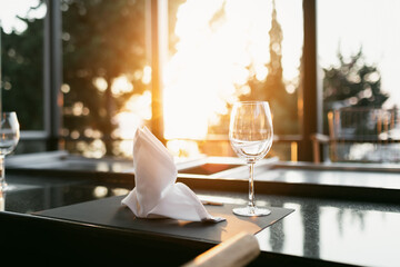 Interior of a new empty hotel restaurant