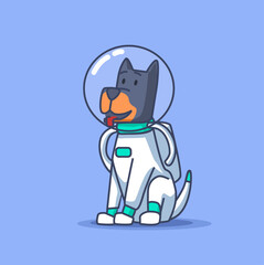 Obraz premium Cute dog Astronaut in space suit Vector Icon Illustration. Science Technology Icon Concept Isolated Premium Vector. cute flat animal illustration