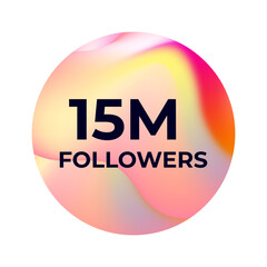 THANK YOU 15M FOLLOWERS CELEBRATION TEMPLATE DESIGN WITH GRADIENT COLOR VECTOR