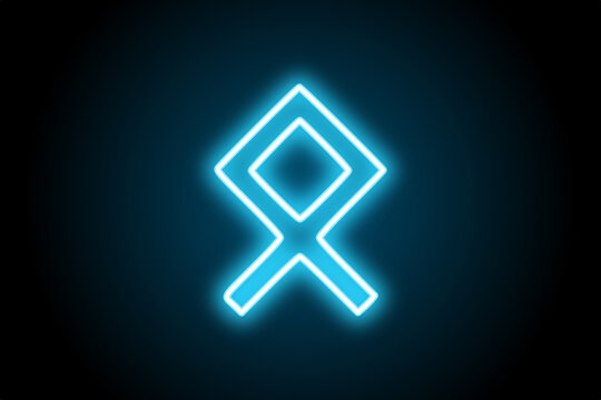Othala nordic norse rune glowing neon symbol 