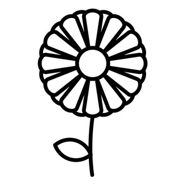 black outline flower on stem clip art preview