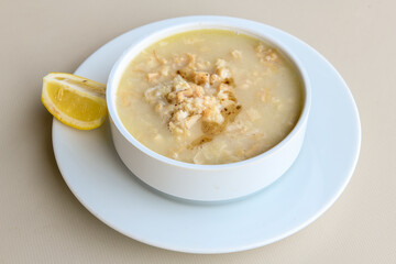 Turkish Traditional Tripe Soup. Iskembe, beyran, kelle paca corbasi.