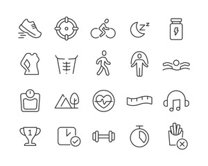 Fitness - Editable Stroke Line Icons