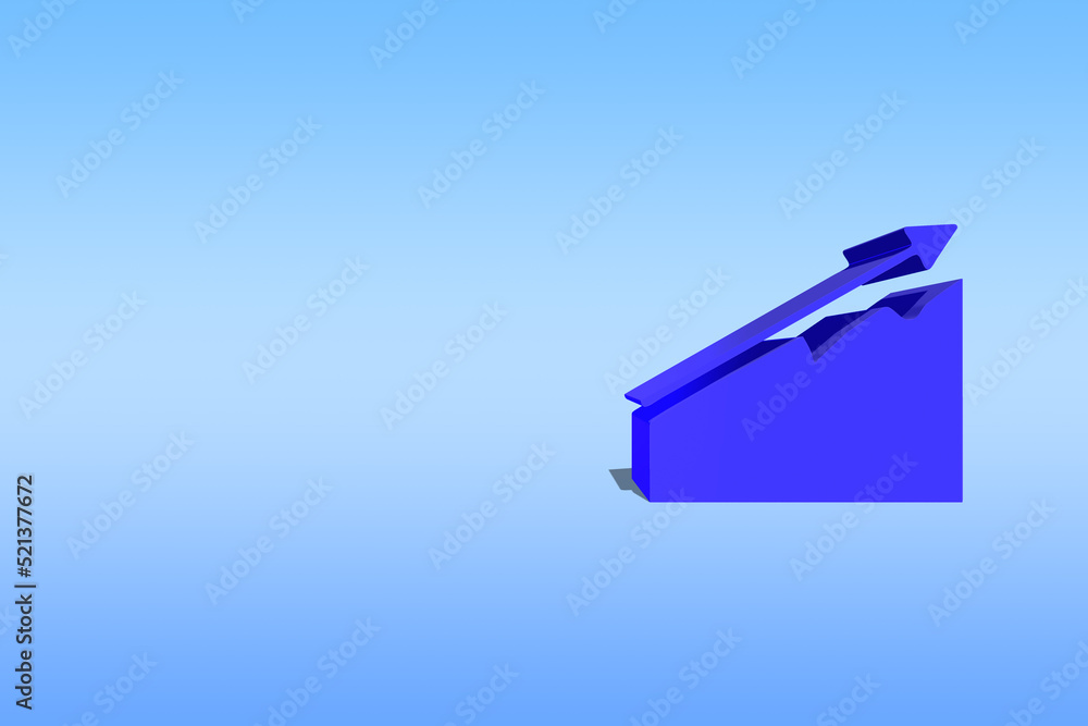 Poster bar graph with a blue background. concept of business development leading to success and growth. 3d 
