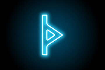 Fototapeta premium Thurisaz viking norse nordic rune glowing neon symbol 