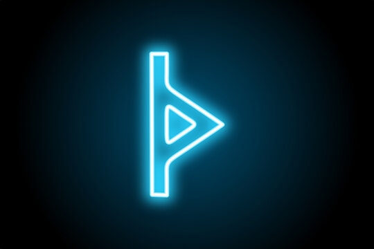 Thurisaz viking norse nordic rune glowing neon symbol 