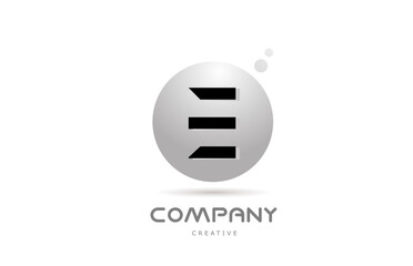 Obraz premium E 3d grey sphere alphabet letter logo icon design with dot. Creative template for business and company