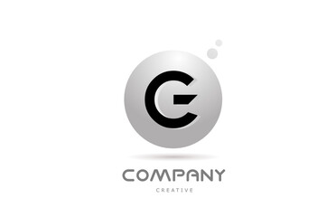 G 3d grey sphere alphabet letter logo icon design with dot. Creative template for business and company