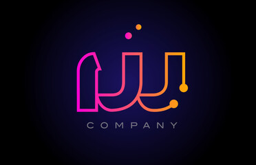 W dot line alphabet letter logo icon design. Creative template for business and company in pink yellow color