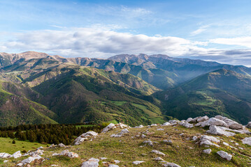 Fototapeta na wymiar Morning in the beautiful mountains (France Pyrenees, Massis of Canigou)