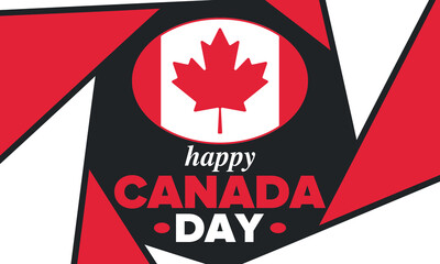 Happy Canada Day. National holiday, celebrated annual in July 1. Canadian flag. Maple leaf. Patriotic symbol and elements. Poster, card, banner and background. Vector illustration