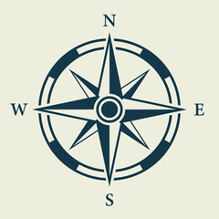 Rose Wind Navigation Retro Equipment Sign. Adventure Direction Arrow to North South West East Orientation Navigator Modern Glyph Pictogram. Compass Map Silhouette Icon. Isolated Vector Illustration