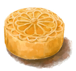 Mid autumn festival mooncake watercolor painting artistic illustration