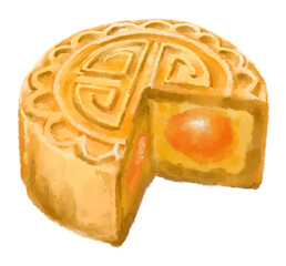 Mid autumn festival mooncake watercolor painting artistic illustration