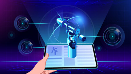 Visualizing and Experiencing 3D model of a Windmill in Augmented Reality-Vector Illustration 