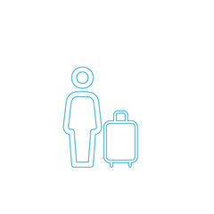 Passenger With Rolling Bag Line Icon. Vector isolated minimal outline symbol