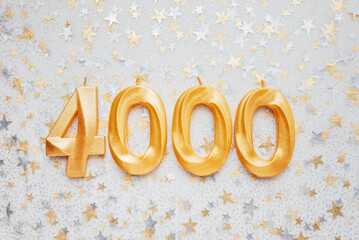 4000 four thousand followers card. Template for social networks, blogs. Festive Background Social...