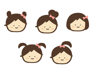 かわいい笑顔の人物／手描きイラスト素材