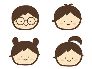 かわいい笑顔の人物／手描きイラスト素材