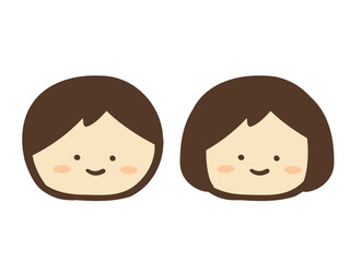 かわいい笑顔の人物／手描きイラスト素材