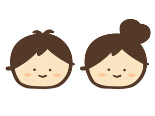 かわいい笑顔の人物／手描きイラスト素材