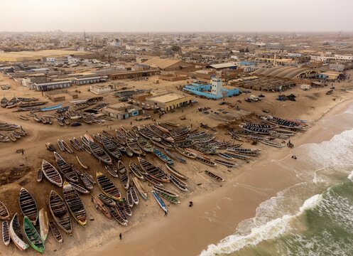 Aerial view of Nouakchott fishing port