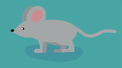 gray mouse on a green background