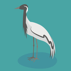 Crane, illustration, vector, side view