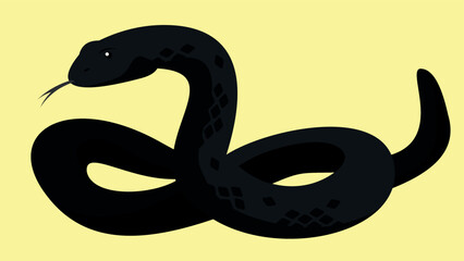 black snake on yellow background