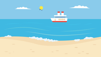 Seashore and ship in the distance © Volodymyr