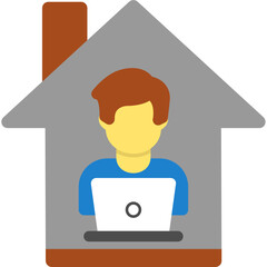 Man Working at Home Icon