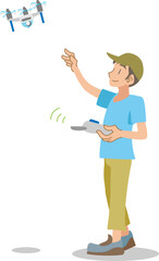 ドローン操作を楽しむ子供