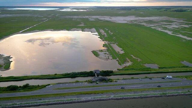 Drone view from Bird Reserve Vejlerne in Thy Denmark