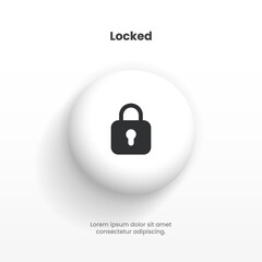 3D padlock, lock or locked icon for social media, mobile application, password, UI template. website