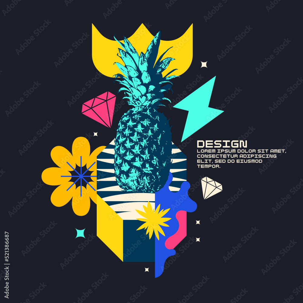Poster vector graphics in a modern style with geometric elements. template for the design. illustration of 