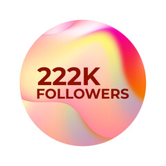 THANK YOU 222K FOLLOWERS CELEBRATION TEMPLATE DESIGN WITH GRADIENT COLOR VECTOR