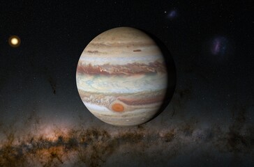 Jupiter planet in the solar system - 3d illustration, closeup view