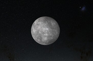 Mercury planet in the solar system - 3d illustration, closeup view