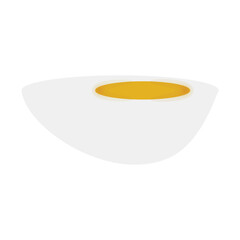 Boiled Egg Half Cut Piece In Flat Style.