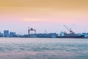 Obraz premium Yangtze River port and natural scenery of Jiangyin City, Jiangsu Province, China