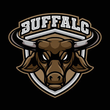 Buffalo Head Mascot Logo Illustration