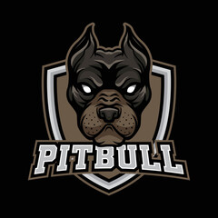 Pitbull Head Mascot Cartoon Logo