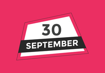 september 30 Calendar icon Design. Calendar Date 30th september. Calendar template 
