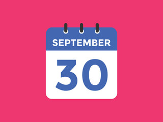 september 30 calendar reminder. 30th september daily calendar icon template. Vector illustration 
