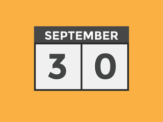 september 30 calendar reminder. 30th september daily calendar icon template. Vector illustration 
