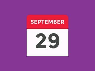 september 29 Calendar icon Design. Calendar Date 29th september. Calendar template 
