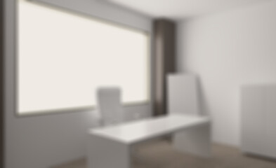 Modern office building interior. 3D rendering.. Abstract blur phototography.