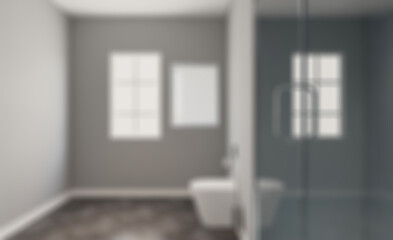 Scandinavian bathroom, classic  vintage interior design. 3D rend. Abstract blur phototography.