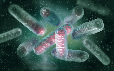Medical background, Enterobacterales bacterium including pathogens salmonella, E. coli, plague bacillus, proteobacteria, gram negative, 3d rendering