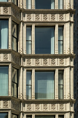Architectonic detail on a vintage building façade in Chicago 